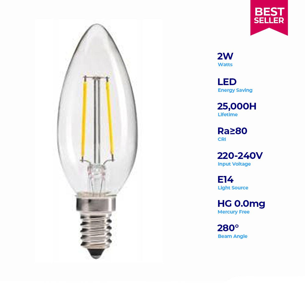 Få mager kandidat LED Filament Bulb C35 E14 2W 2700k – Lightforce Corporation
