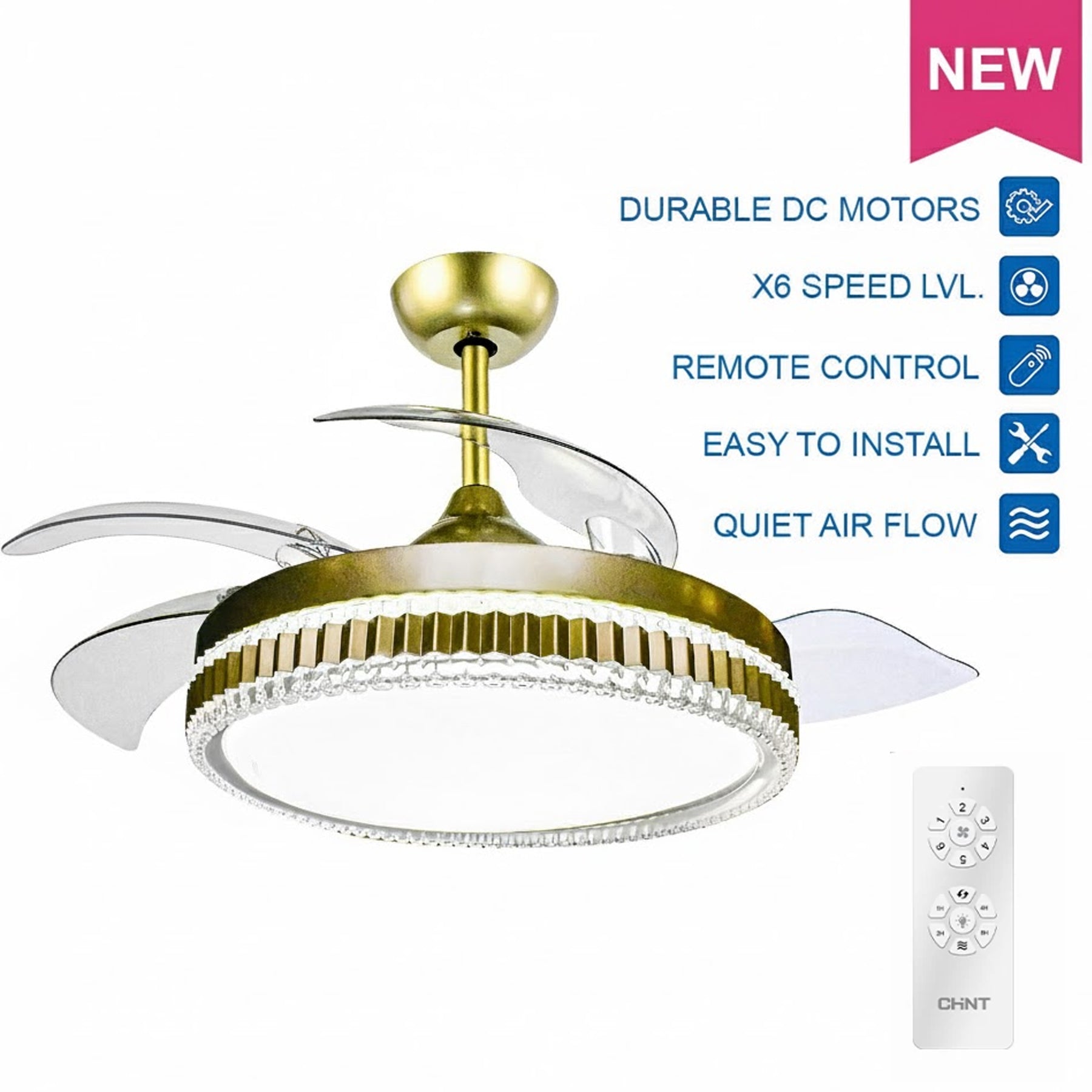 Chint Ceiling Fan CTFL71-4 Champagne 71W Tricolor