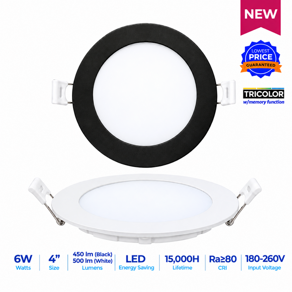 Led Recessed Downlight Essential 4" 6W RD Tricolor w/ memory function