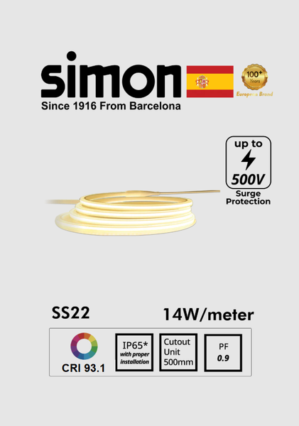 SIMON LED COB HV STRIP 8MM 14W/M 220V
