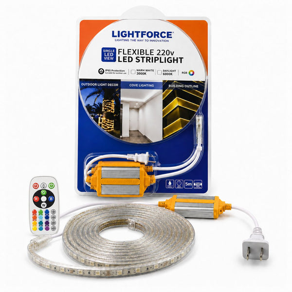 LED Flexible Strip Light 220V 5M Single Line RGB with Blister Pack