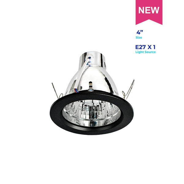 Downlight F40N 4" E27 Black