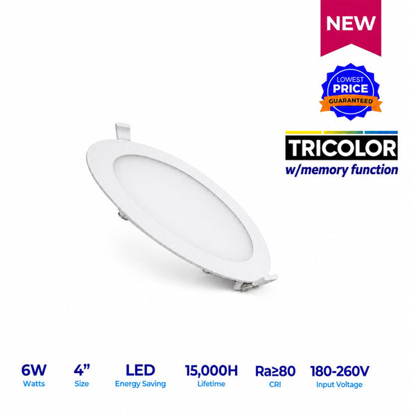 Led Recessed Downlight Essential 4" 6W RD Tricolor w/ memory function