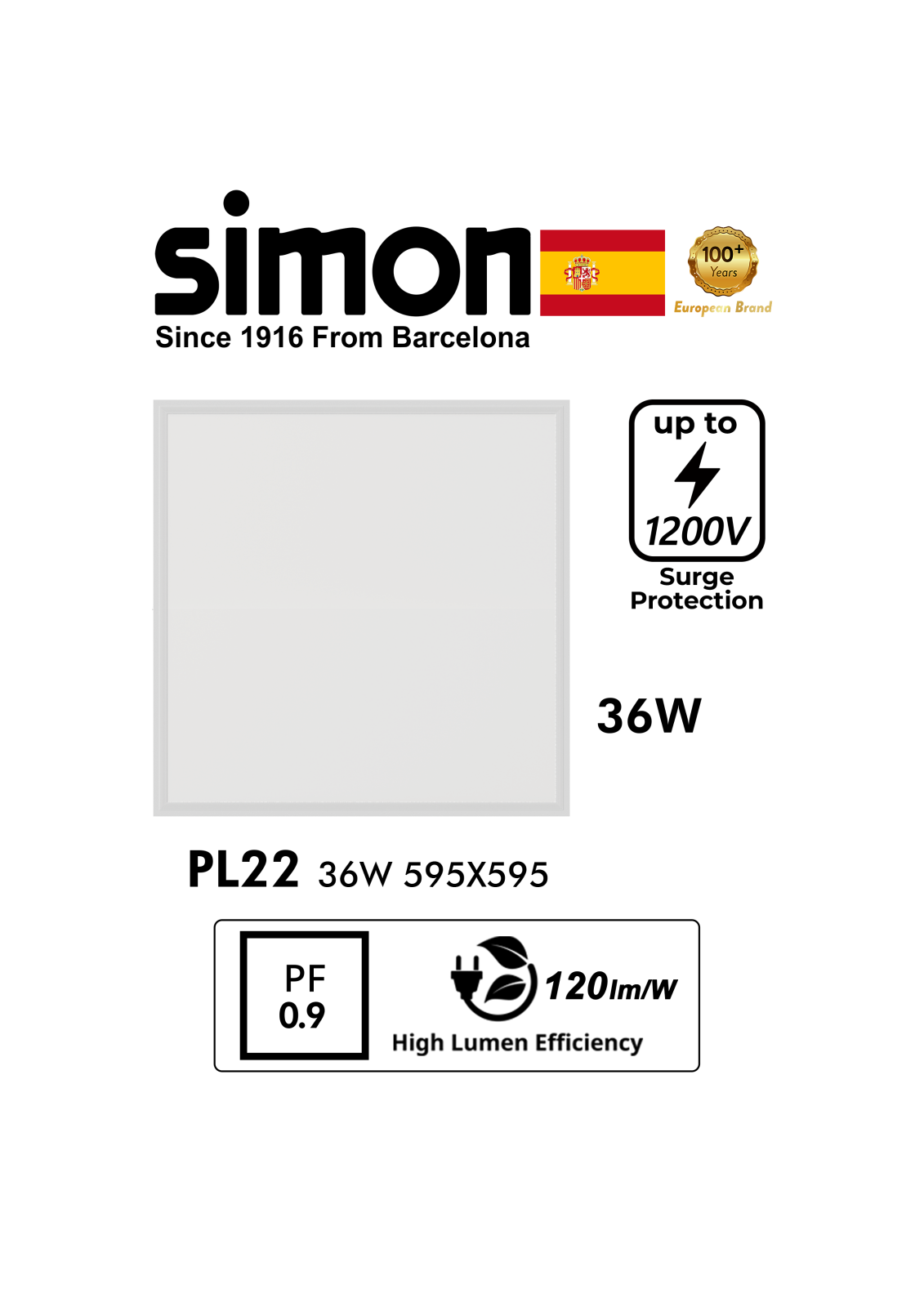 SIMON LED Panel PL22E 36W 595x595 Recessed – Lightforce Corporation