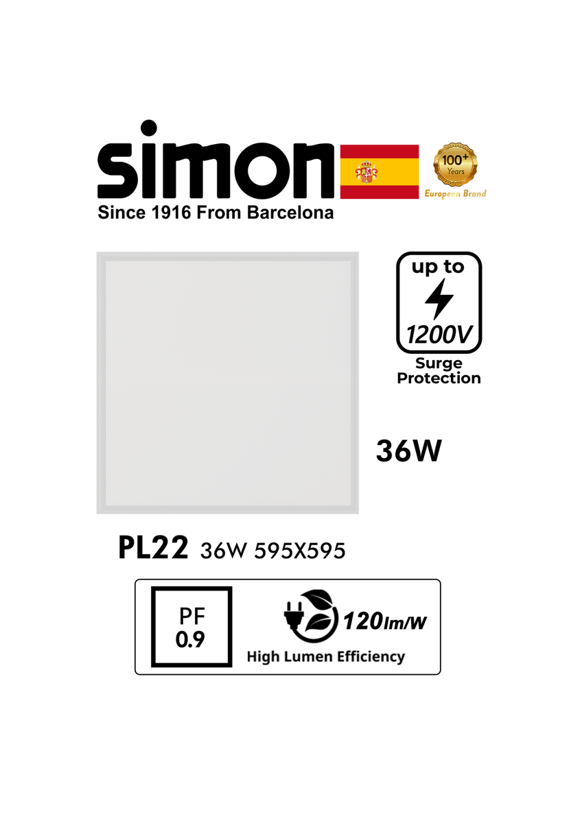 SIMON LED Panel PL22E 36W 595x595 Recessed – Lightforce Corporation