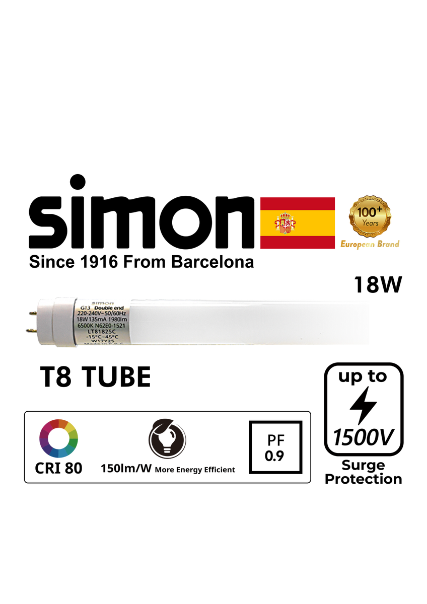 SIMON LED T8 TUBE 18W 6500K DE – Lightforce Corporation