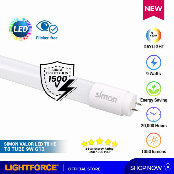 SIMON LED T8 TUBE 9W 6500K DE