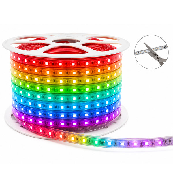 Flexible LED Strip Light 5050 RGB 220V 9W IP65 Single Line 10mm