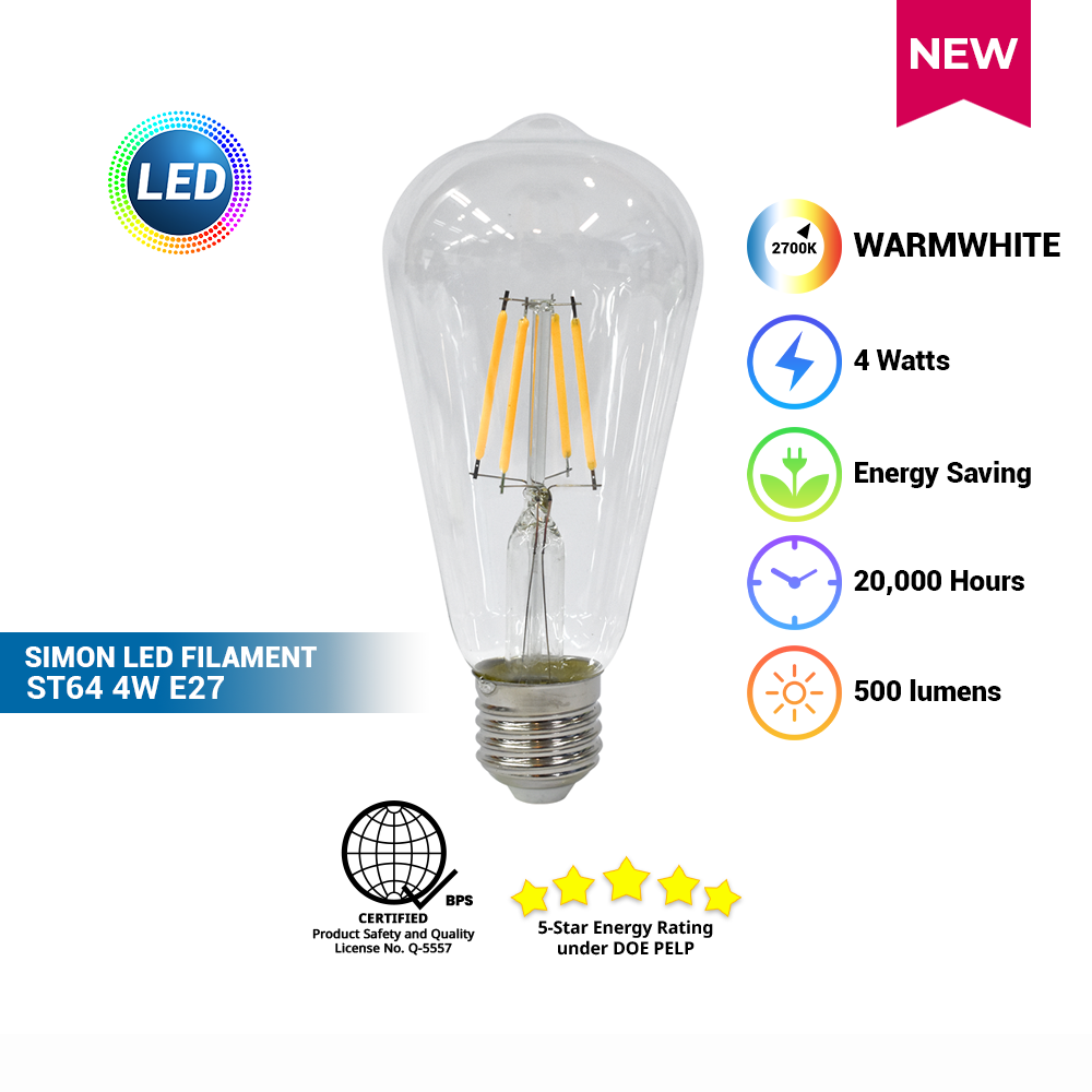 SIMON LED Filament ST64 4W E27