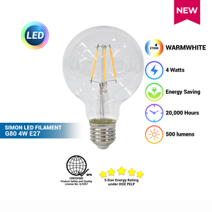 SIMON LED Filament G80 Clear 4W E27