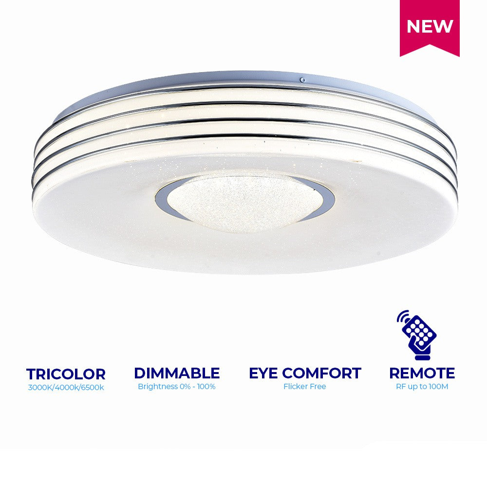 Lightforce Low Ceiling Lamp HFX 0775-350 CH Tricolor + Dimmable W/ RF REMOTE CONTROL