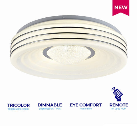 Lightforce Low Ceiling Lamp HFX 0775A-350 CH Tricolor + Dimmable W/ RF REMOTE CONTROL