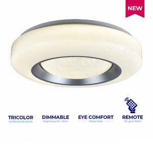 Lightforce Low Ceiling Lamp HFX 0786A-350 CH Tricolor + Dimmable W/ RF REMOTE CONTROL