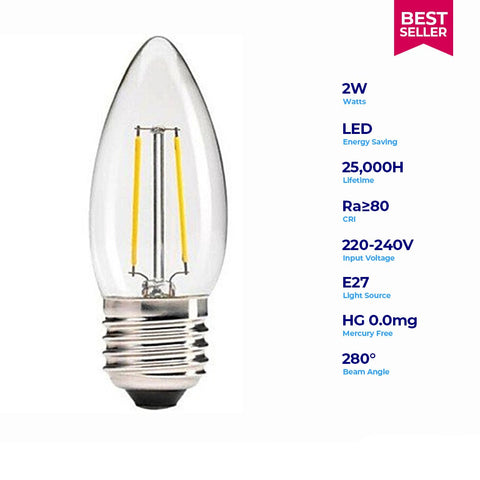 Lightforce Led Filament Bulb C35 E27 2W 2700k warmwhite