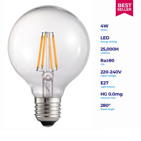 Lightforce Led Filament Bulb G80 E27 4W 2700k warmwhite