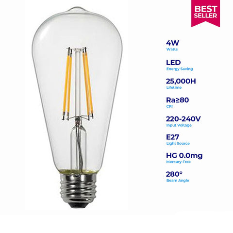Lightforce Led Filament Bulb ST64 E27 4W 2700k warmwhite